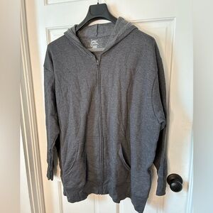 Just My Size Gray Zip Up Hooded Sweatshirt 3X